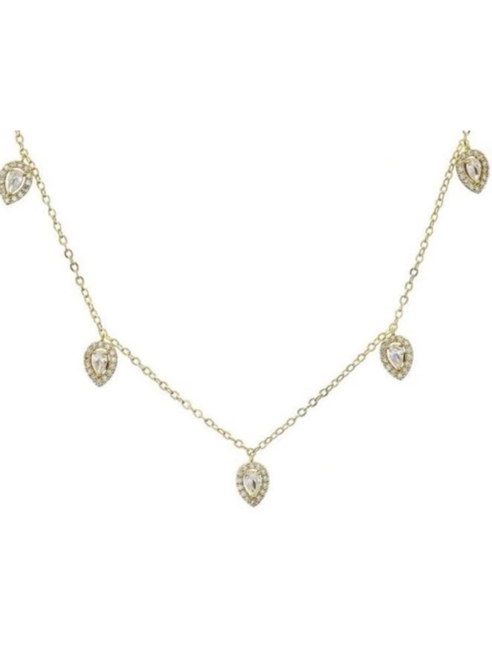 Kohl's Gold Teardrop CZ Station Necklace